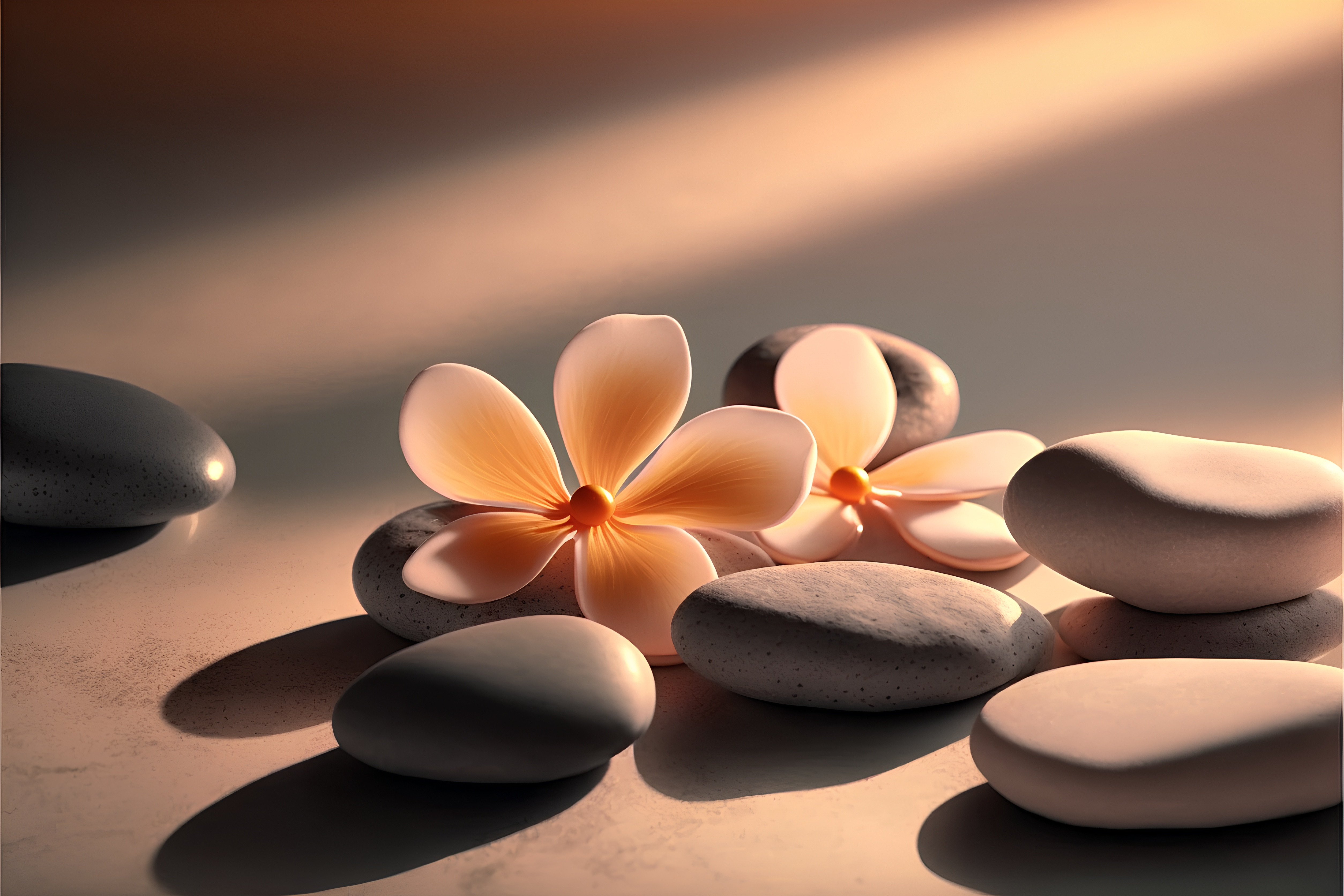 Zen rocks and flowers